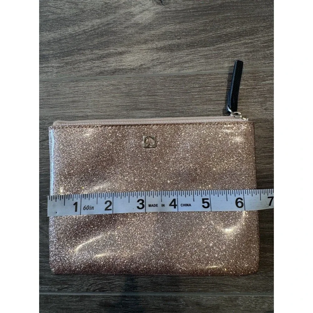 Kate Spade New York Coin Purse, Rose Gold Glitter, No Noted Issues
